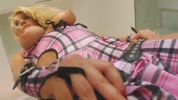 Horny Loni Evans Gets Sprayed With Warm Jizz On Her Meaty Boobies
